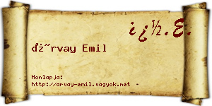 Árvay Emil névjegykártya