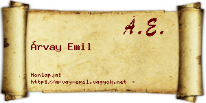 Árvay Emil névjegykártya